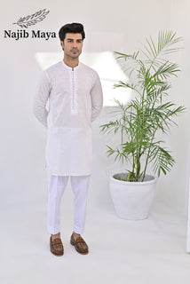 White Embroidered Kurta Pajama For Men's