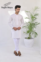 White Embroidered Kurta Pajama For Men's