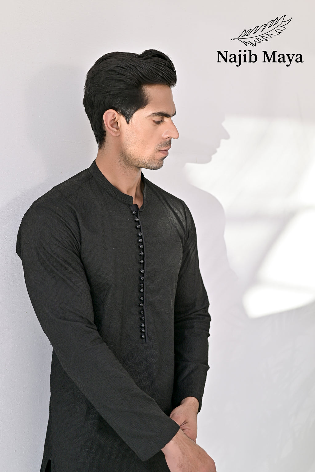 Black  Embroidered Kurta Pajama For Men's