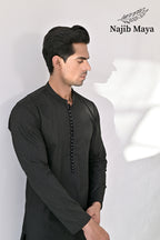 Black  Embroidered Kurta Pajama For Men's