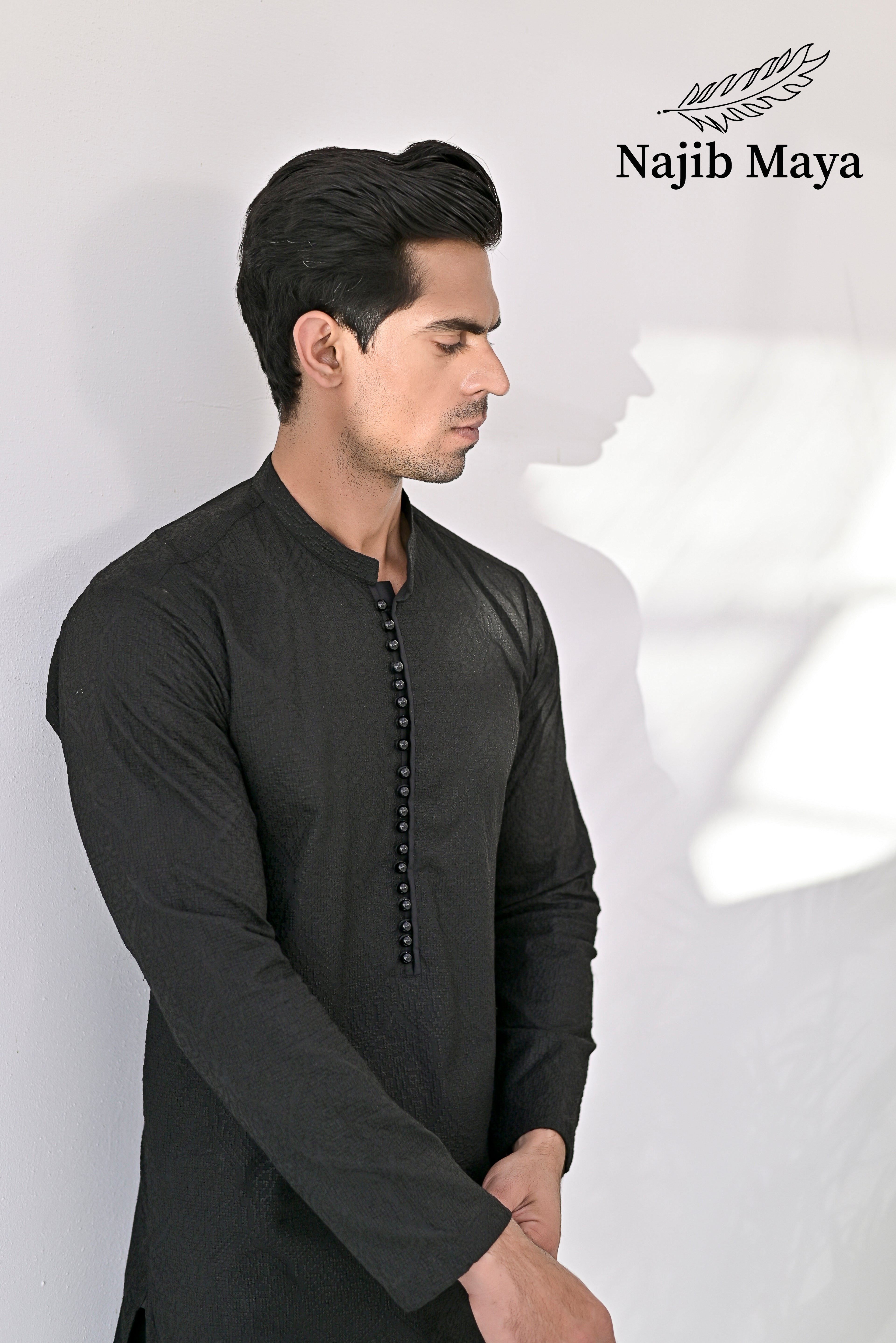 Black  Embroidered Kurta Pajama For Men's