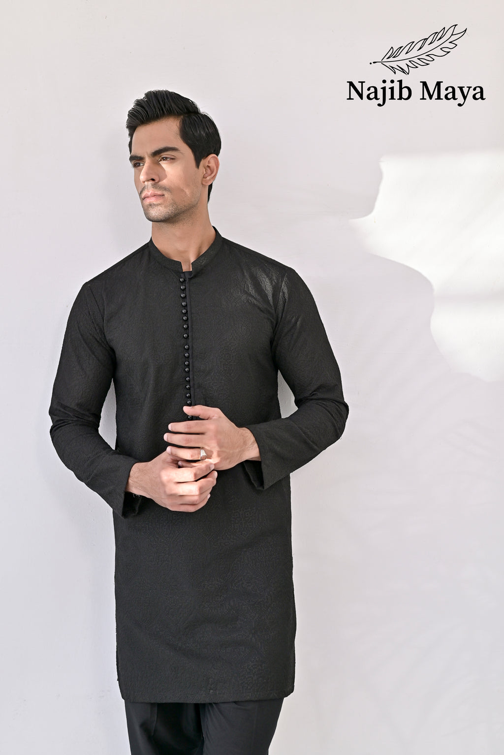 Black  Embroidered Kurta Pajama For Men's