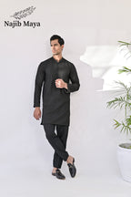 Black  Embroidered Kurta Pajama For Men's