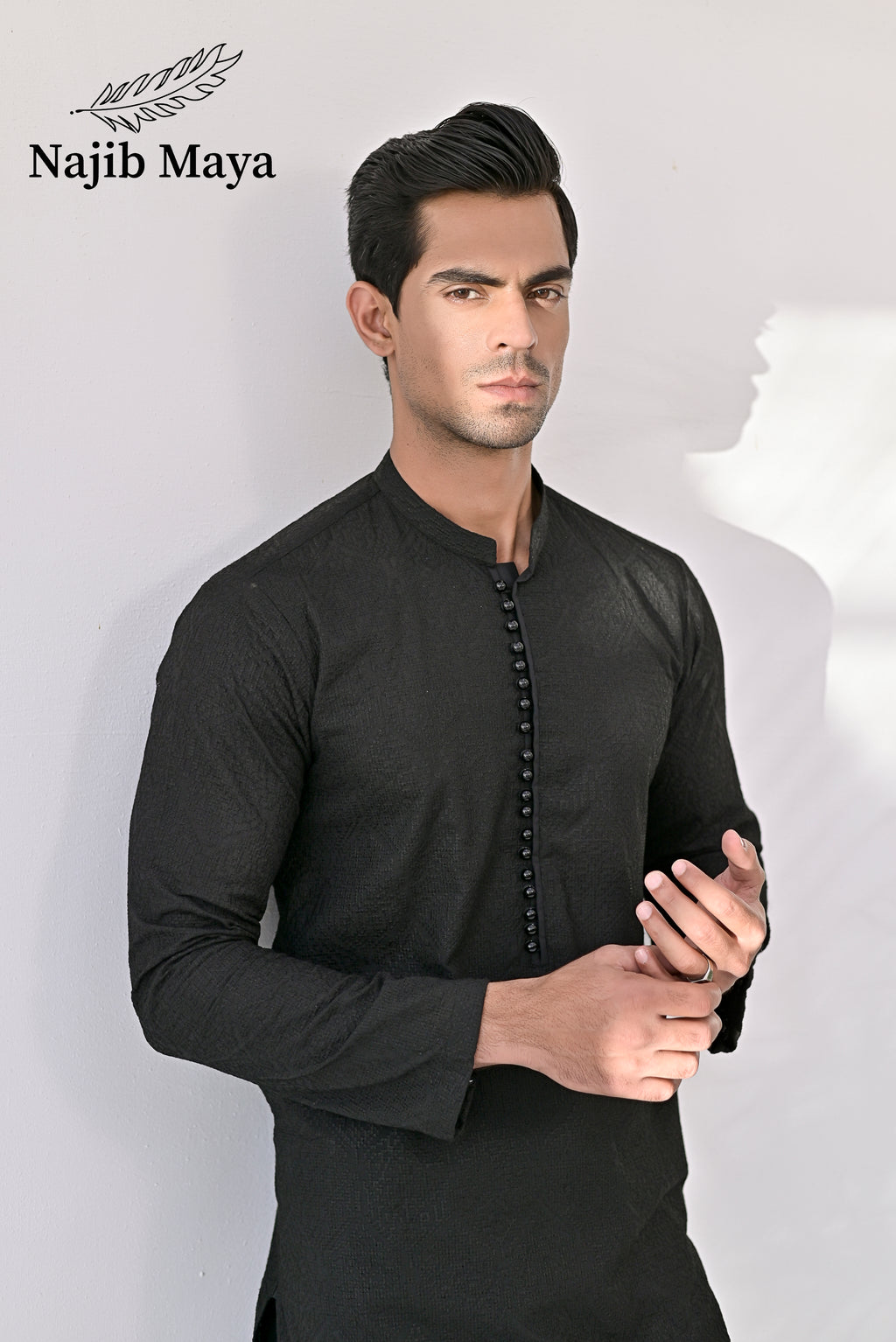 Black  Embroidered Kurta Pajama For Men's