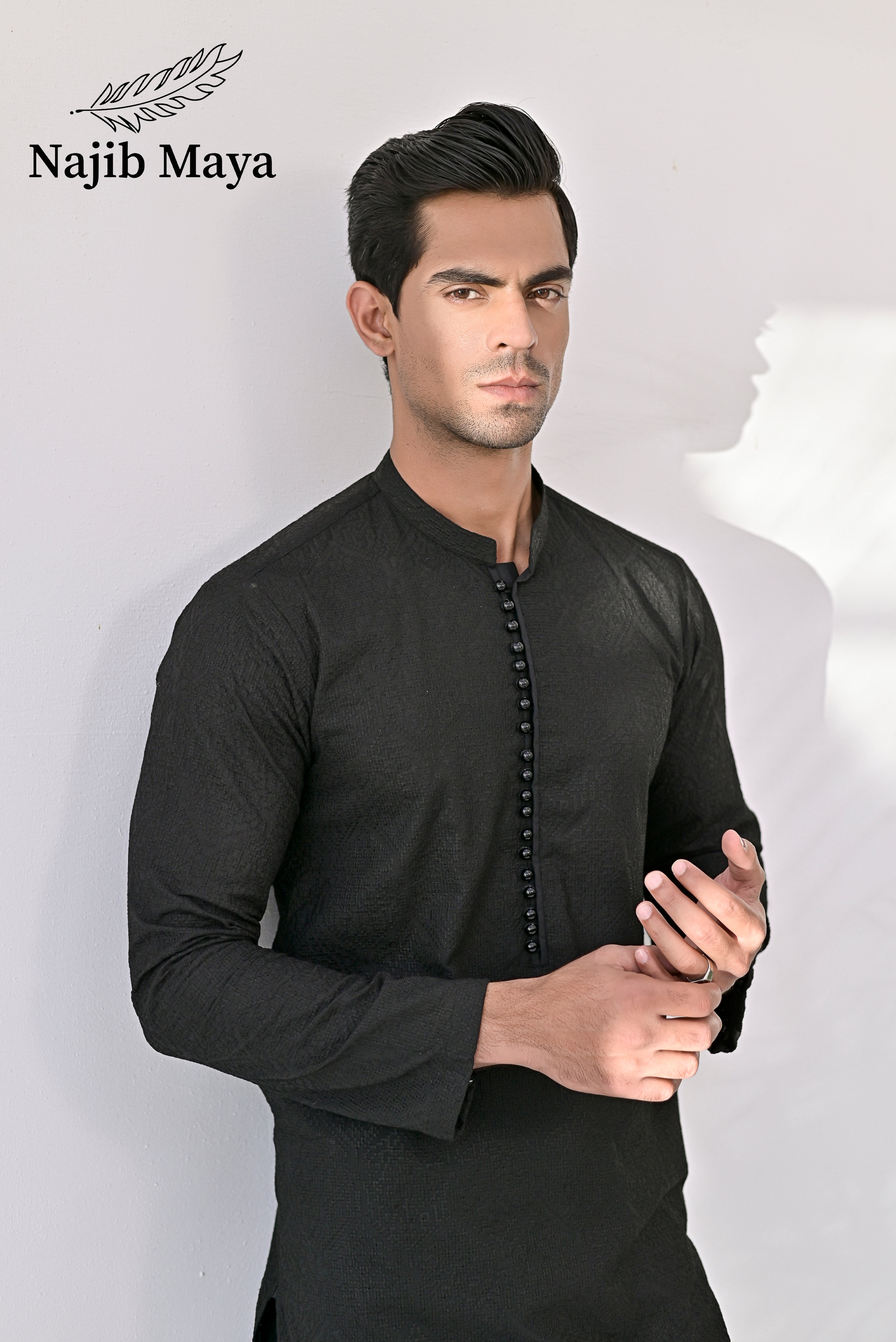 Black  Embroidered Kurta Pajama For Men's