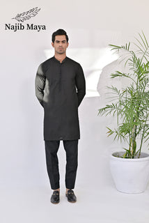 Black  Embroidered Kurta Pajama For Men's