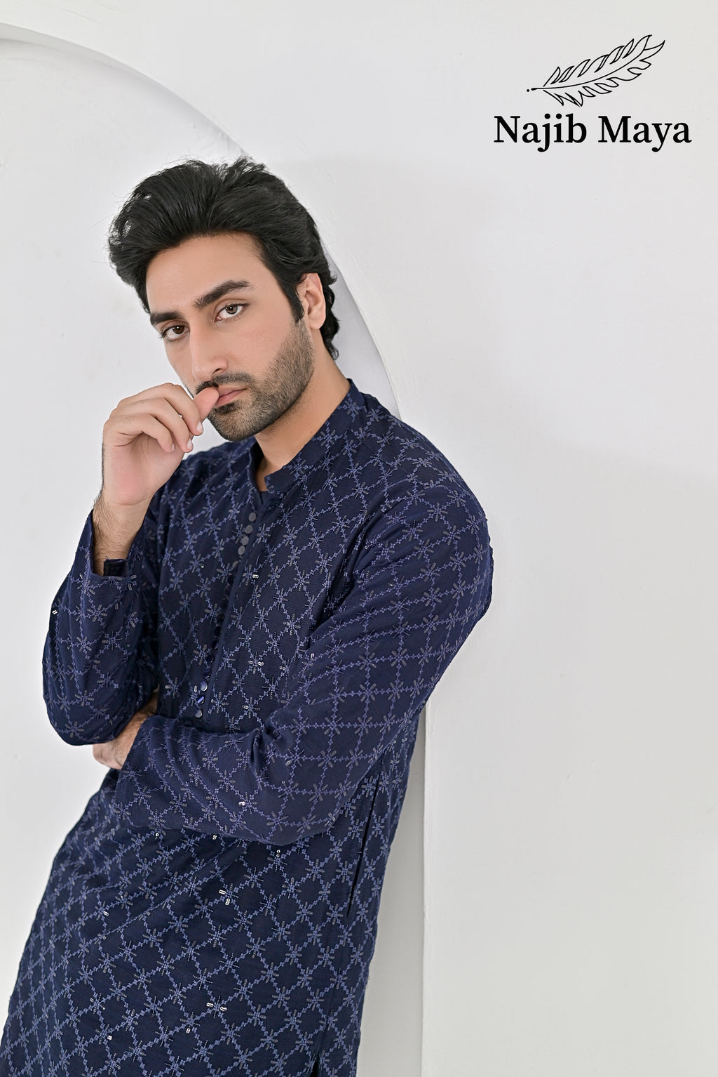 Blue Embroidered Kurta Pajama For Men's