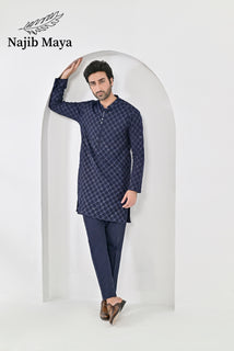 Blue Embroidered Kurta Pajama For Men's