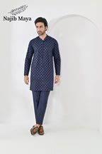 Blue Embroidered Kurta Pajama For Men's