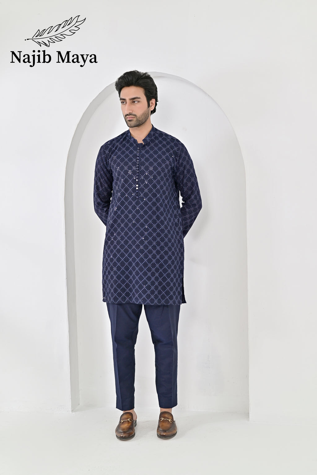 Blue Embroidered Kurta Pajama For Men's