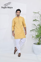 Yellow Embroidered Kurta Pajama For Men's