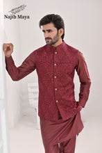 Load image into Gallery viewer, Maroon Embroidery Waist Coat &amp; Maroon Kurta Pajama For Men&#39;s