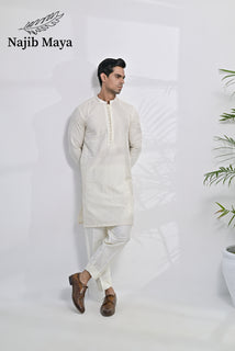 Cream Embroidered Kurta Pajama For Men's