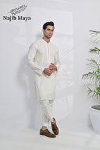 Cream Embroidered Kurta Pajama For Men's