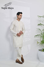 Cream Embroidered Kurta Pajama For Men's