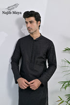 Black Embroidered Kurta Pajama For Men's