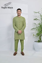 Pista Embroidered Kurta Pajama For Men's