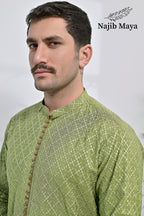 Pista Embroidered Kurta Pajama For Men's