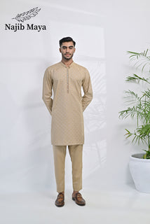 Mate Gold Embroidered Kurta Pajama For Men's