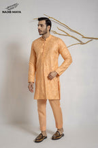 Peach Embroidered Kurta Pajama For Men's