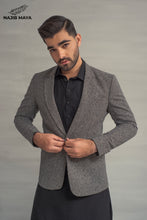 Load image into Gallery viewer, Grey Khaddar Casual Coat + Black Shalwar Kameez For Men&#39;s