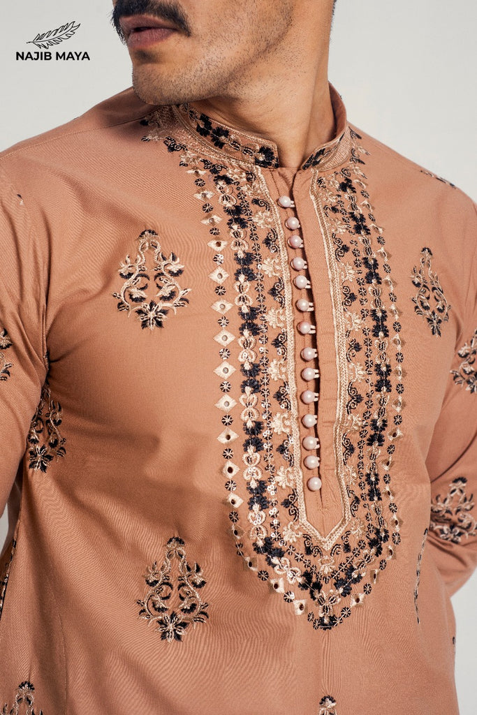 Ovaltine Embroidery  Kurta Pajama For Men's