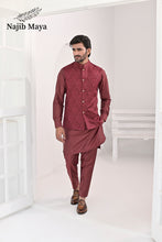 Load image into Gallery viewer, Maroon Embroidery Waist Coat &amp; Maroon Kurta Pajama For Men&#39;s