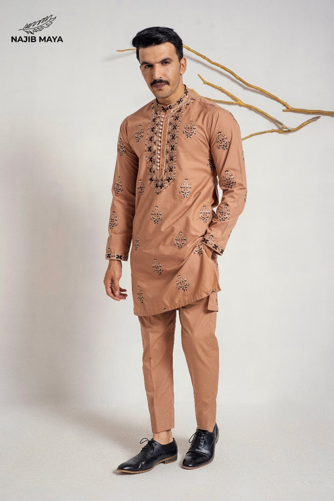 Ovaltine Embroidery  Kurta Pajama For Men's