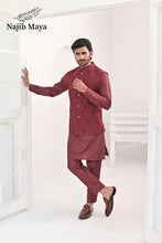 Load image into Gallery viewer, Maroon Embroidery Waist Coat &amp; Maroon Kurta Pajama For Men&#39;s