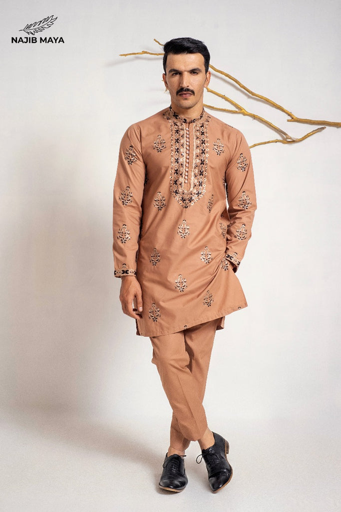 Ovaltine Embroidery  Kurta Pajama For Men's