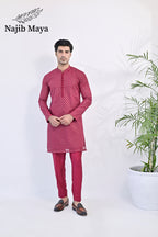 Shocking Pink Embroidered Kurta pajama For Men's