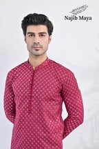 Shocking Pink Embroidered Kurta pajama For Men's