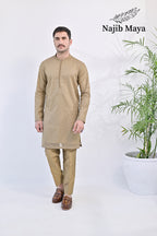 Mate Gold Embroidered Kurta pajama For Men's