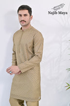 Mate Gold Embroidered Kurta pajama For Men's