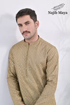 Mate Gold Embroidered Kurta pajama For Men's