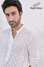 White Embroidered Kurta pajama For Men's