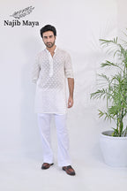 White Embroidered Kurta pajama For Men's