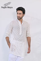White Embroidered Kurta pajama For Men's