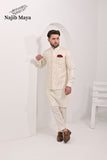 Cream Embroidery Waist Coat & Cream Kurta Pajama For Men's