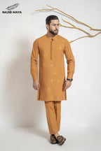 Rust Stylish Embroidered Kurta Pajama For Men's