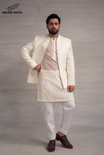 Load image into Gallery viewer, White Embroidery Prince Coat + White Sequence Kurta Pajama For Men&#39;s