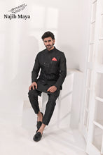 Load image into Gallery viewer, Black Embroidery Waist Coat &amp; Black Kurta Pajama For Men&#39;s