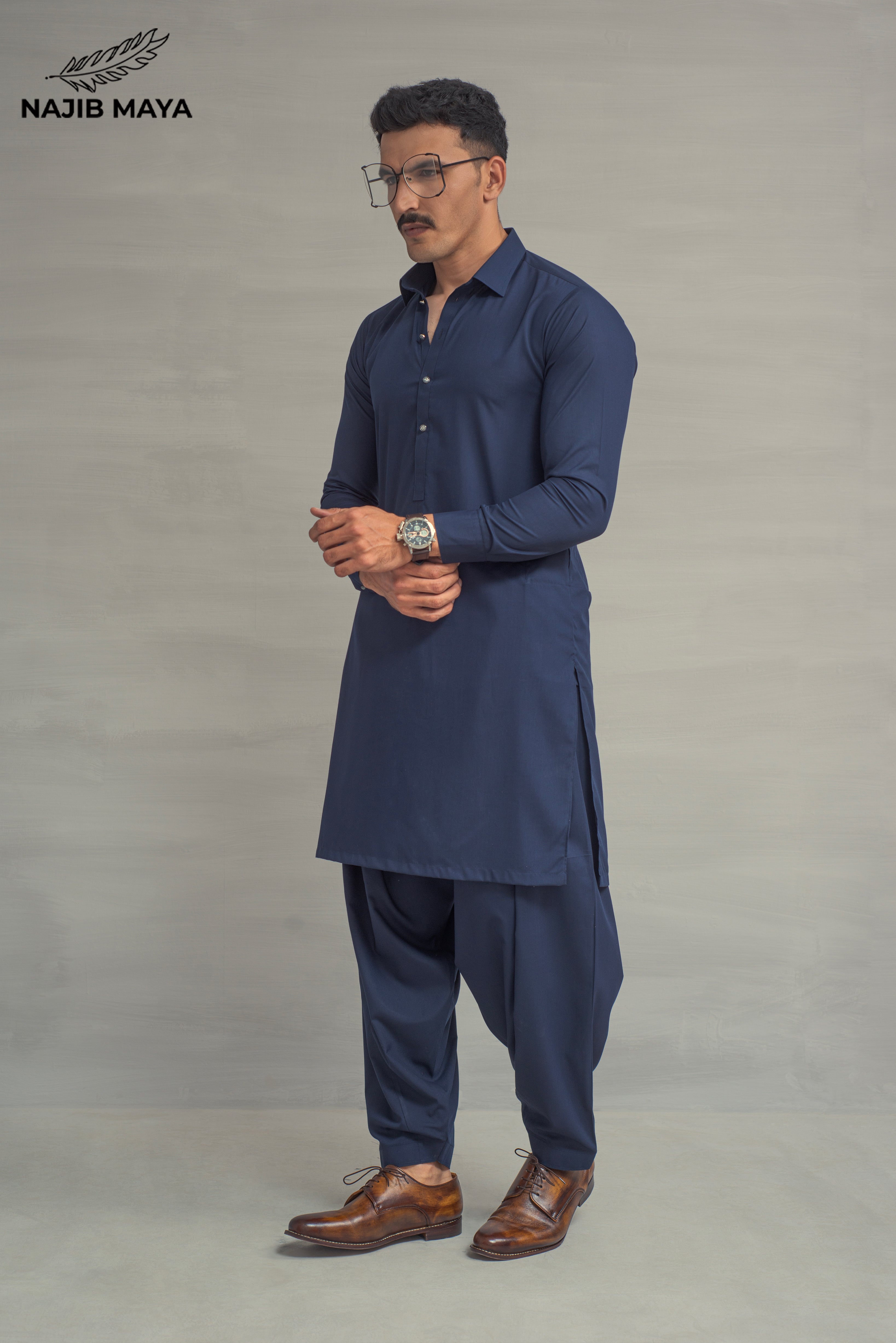Navy Blue Shalwar Kameez For Men's Main image