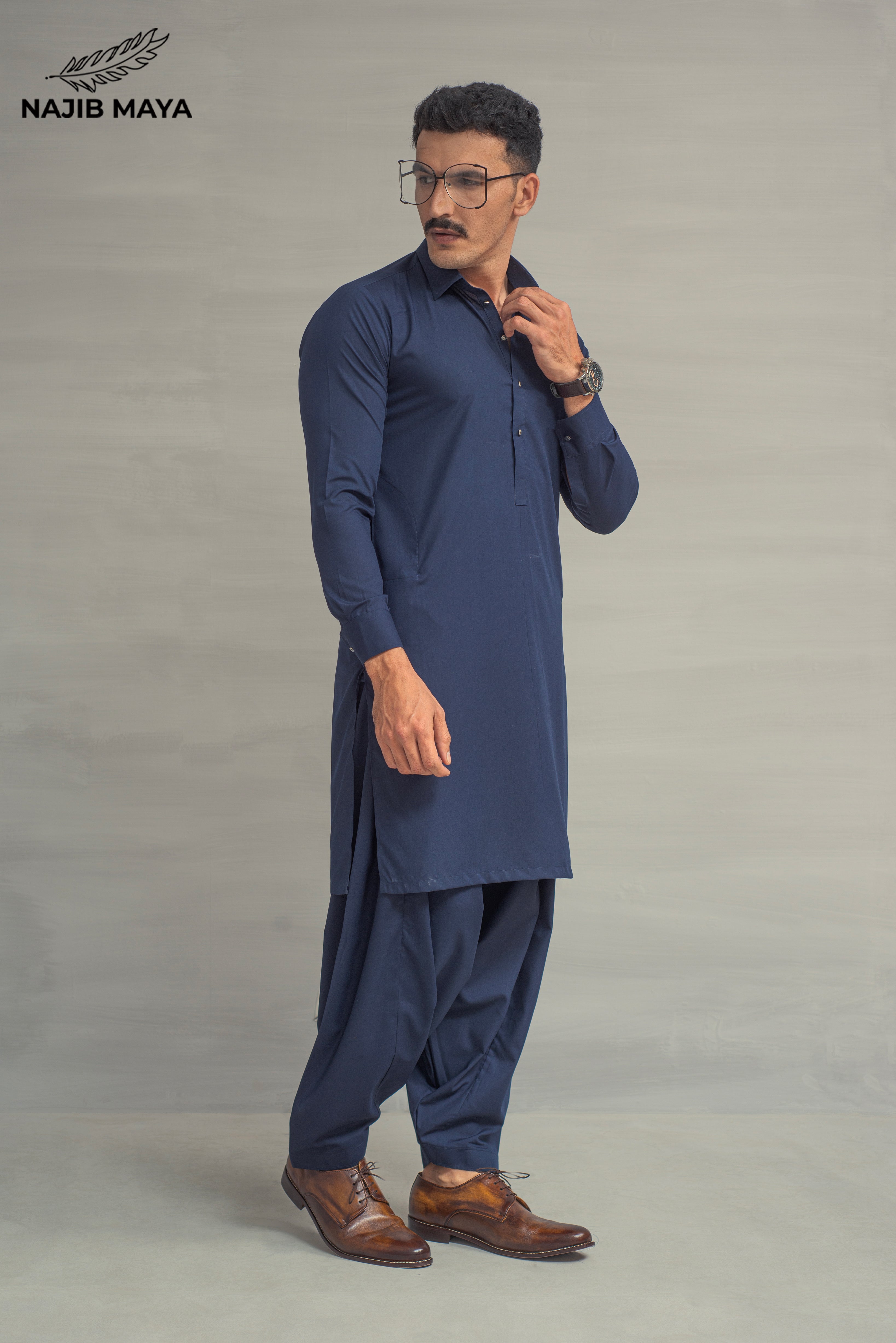 Navy Blue Shalwar Kameez For Men's