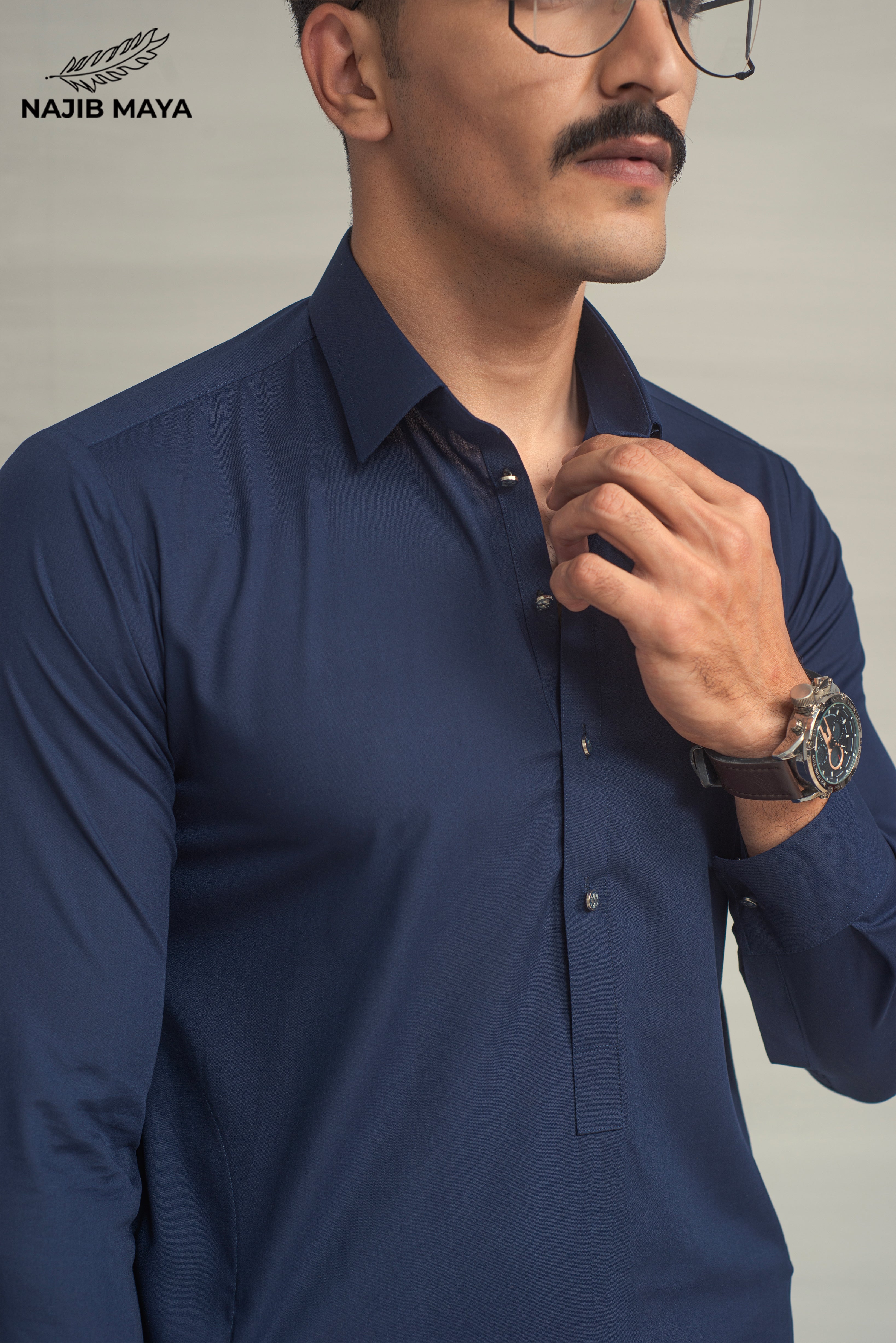 Navy Blue Shalwar Kameez For Men's Secondary image
