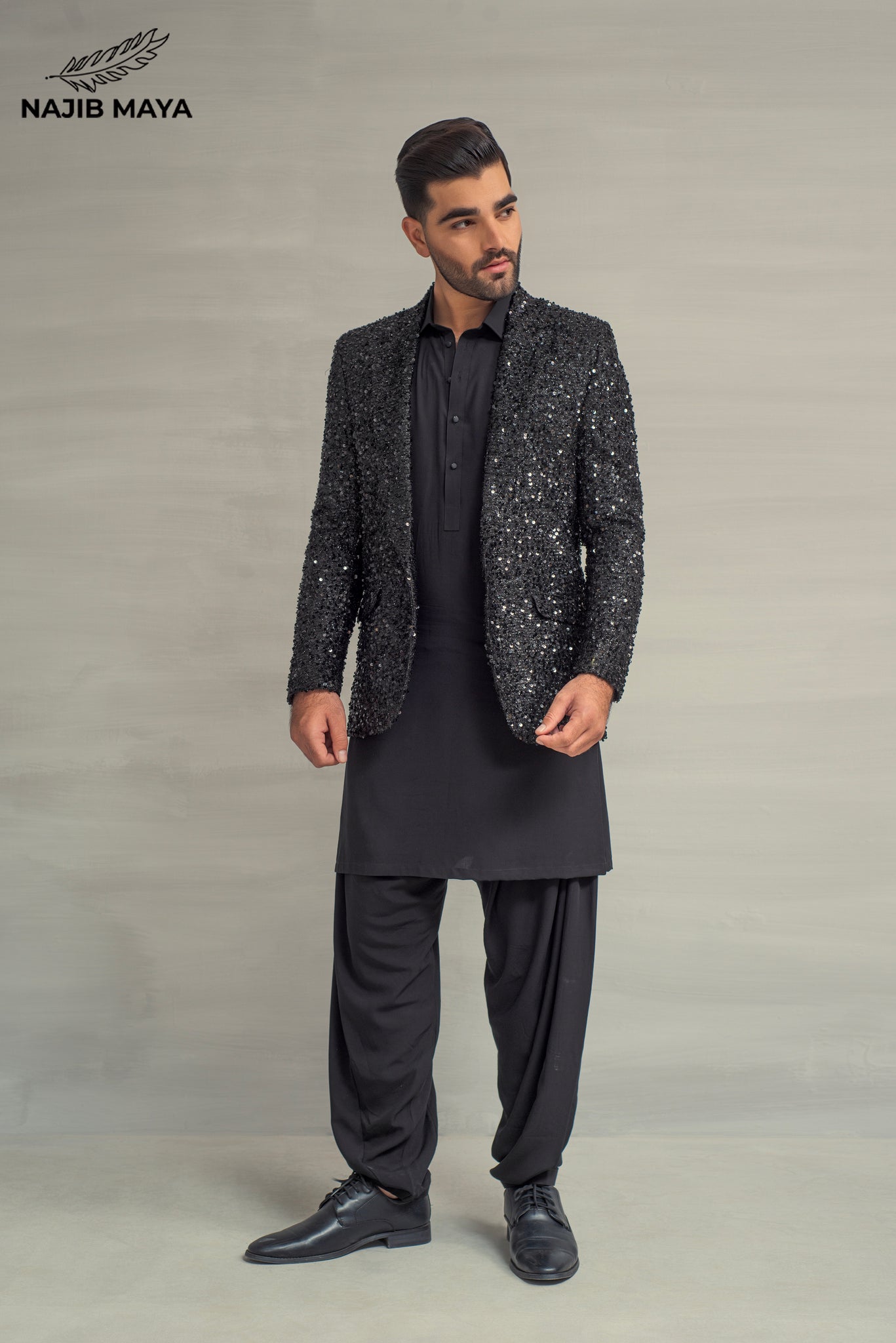 Black Waistcoat Black Shalwar Kameez With Brown Coat Brown Casual