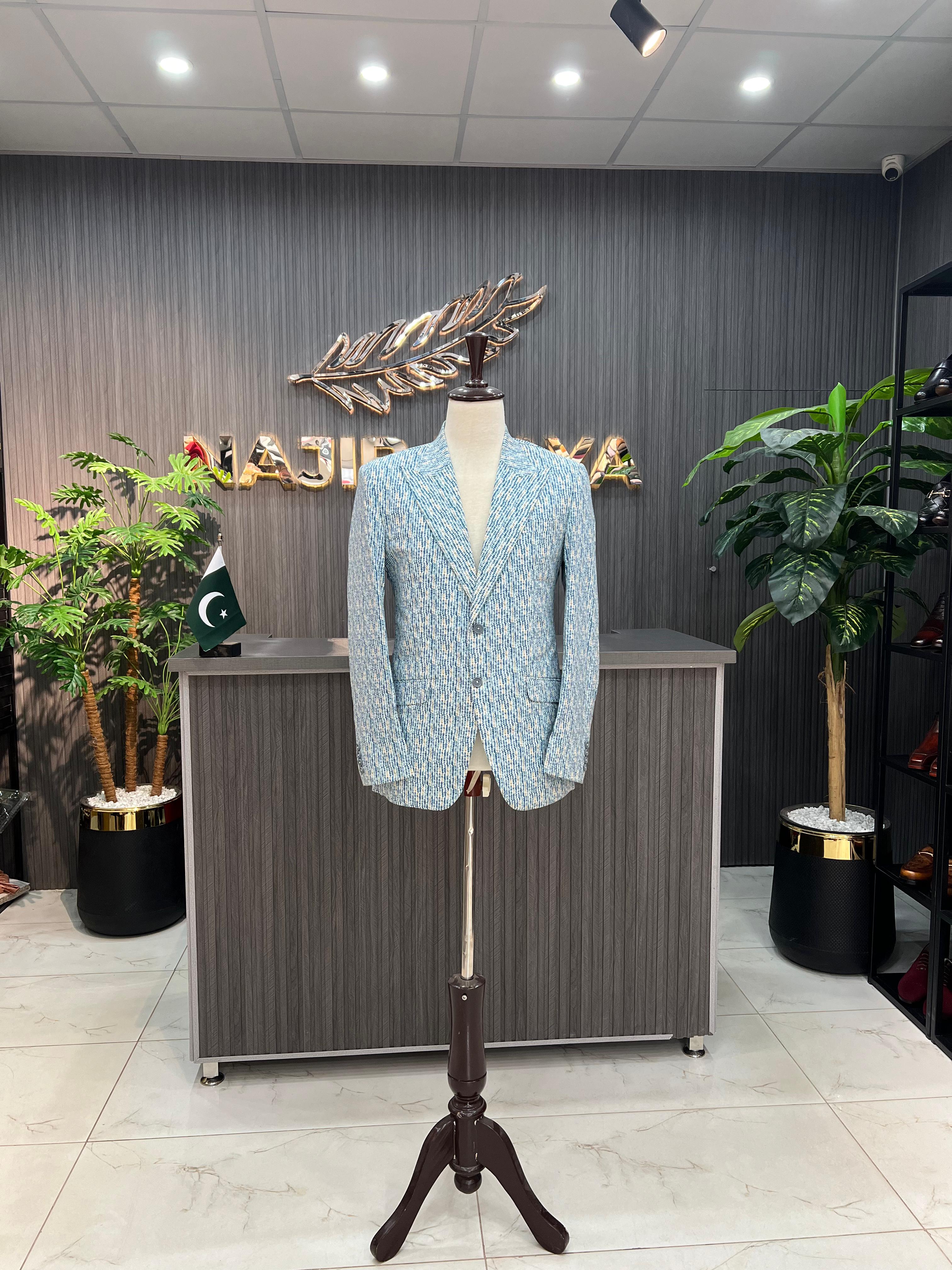 Sky Blue Stylish Casual Coat For Men's Main image