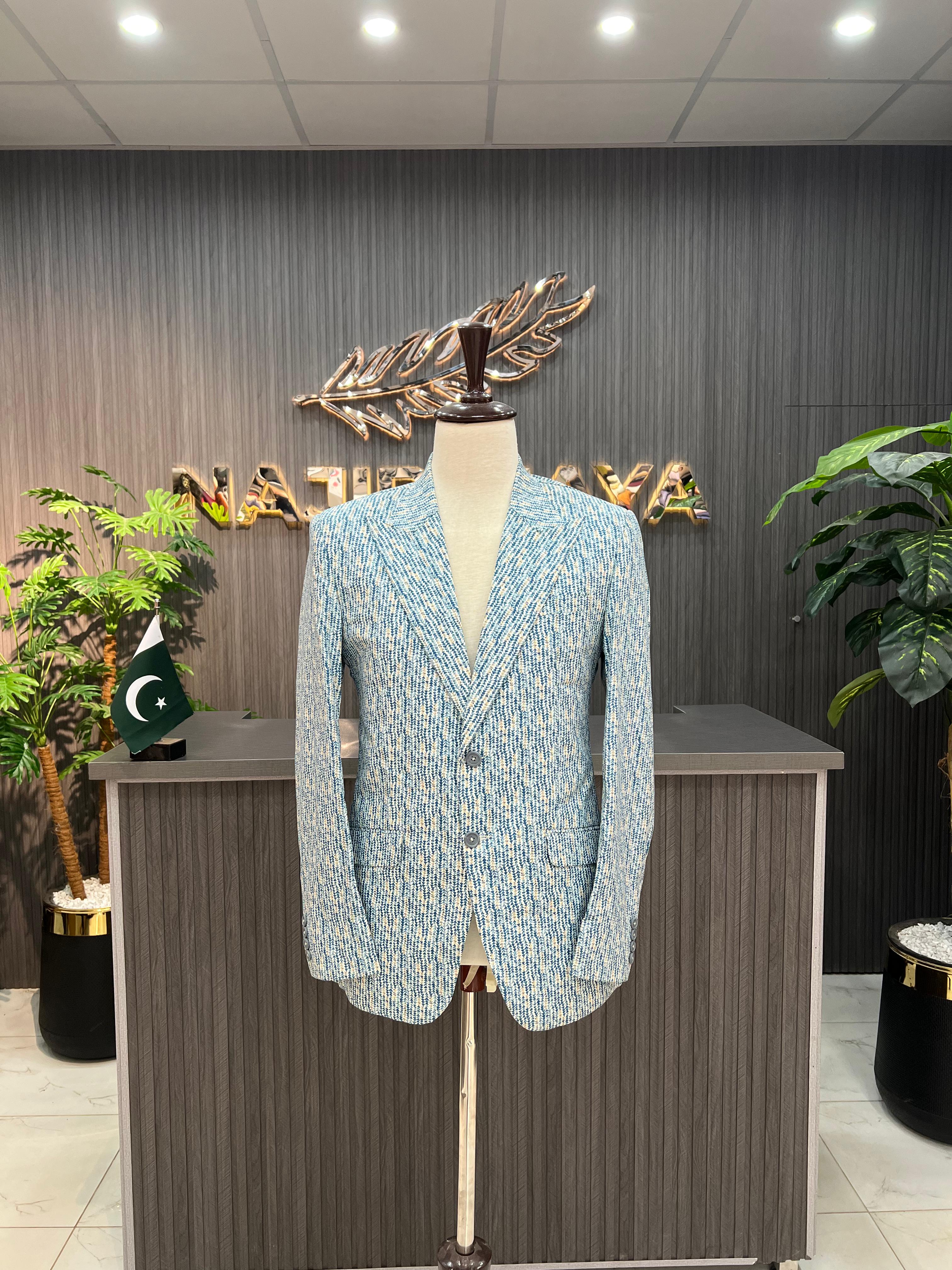 Sky Blue Stylish Casual Coat For Men's Secondary image
