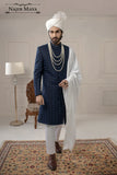 Navy Blue Hand Work Embroidered Sherwani For Men's