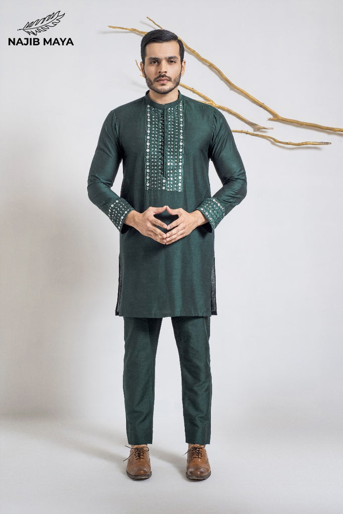 Green Stylish Kurta Pajama + Shawl For Men's